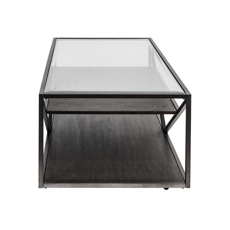 Liberty Furniture Arista Rectangular Cocktail Table in Cobblestone Brown w/ Gray Dusty Wax Hang-up image number 2