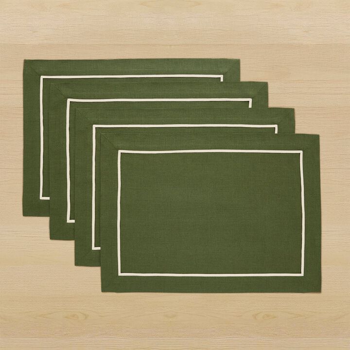 Linen Placemats Set of 4 for Dining Table Decor, 14 x 19 Inch - Kensington