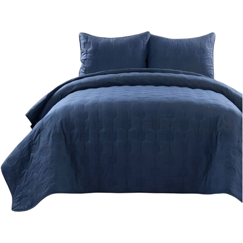 3-Piece Lightweight Cotton Quilt Set with Textured Finish for Cozy Sleep