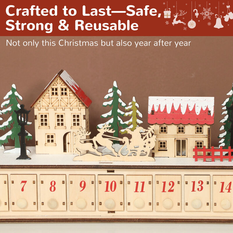 BreeBe Christmas Advent Calendar with 24 Drawers and LED Lights image number 6