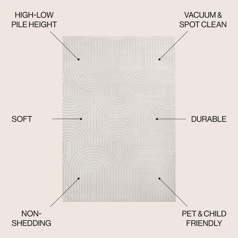 Ariana MidCentury Art Deco Striped Arches Two-Tone High-Low Area Rug