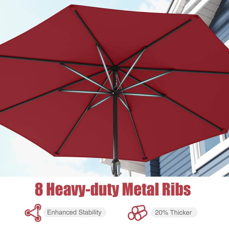 Outdoor Heavy Duty Market Umbrella with Crank Handle and 8 Sturdy Ribs