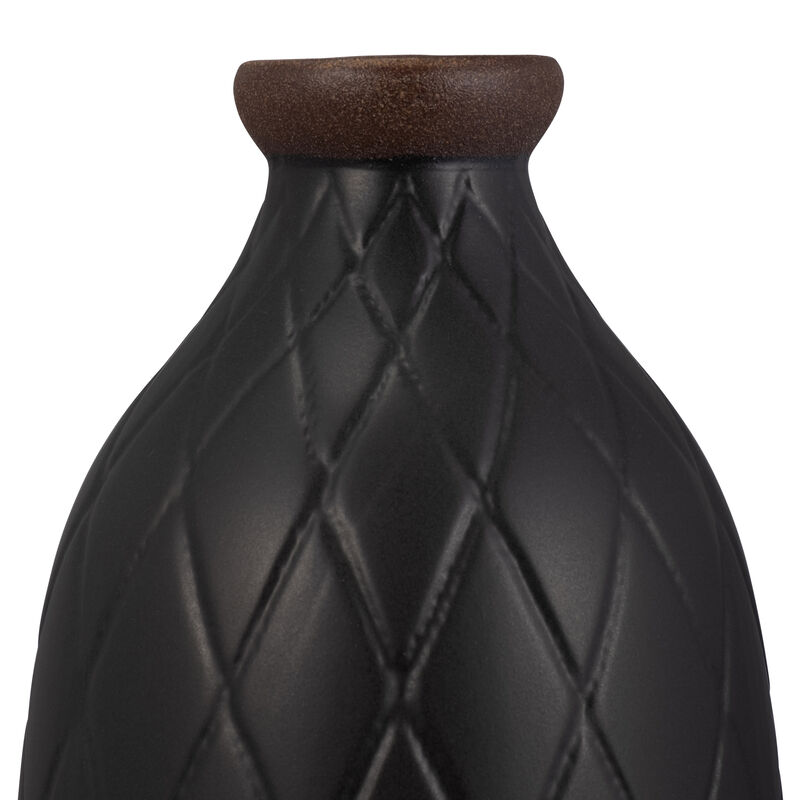 16" Plaid Textured Vase, Black image number 3