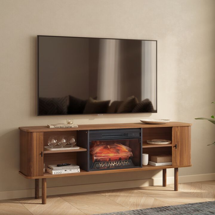 WERMO 71'' Electric Fireplace TV Stand for Living Room with Heater.