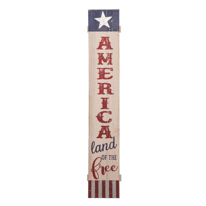 America Land of the Free  Fourth of July Porch Sign - 47"