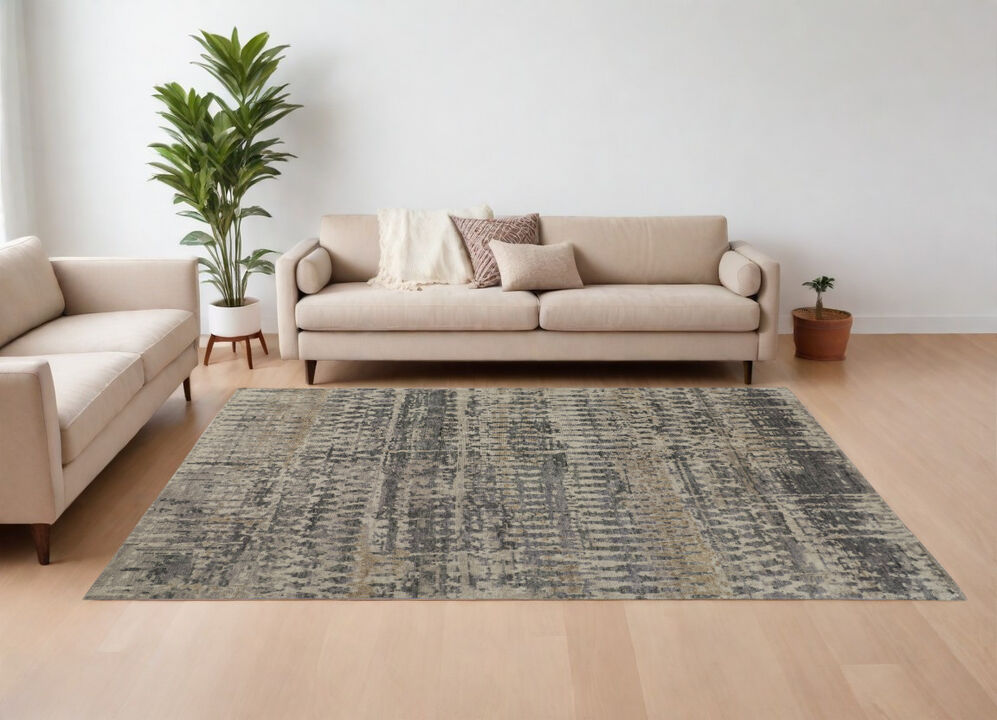 HomeRoots Wool Abstract Hand Knotted Area Rug