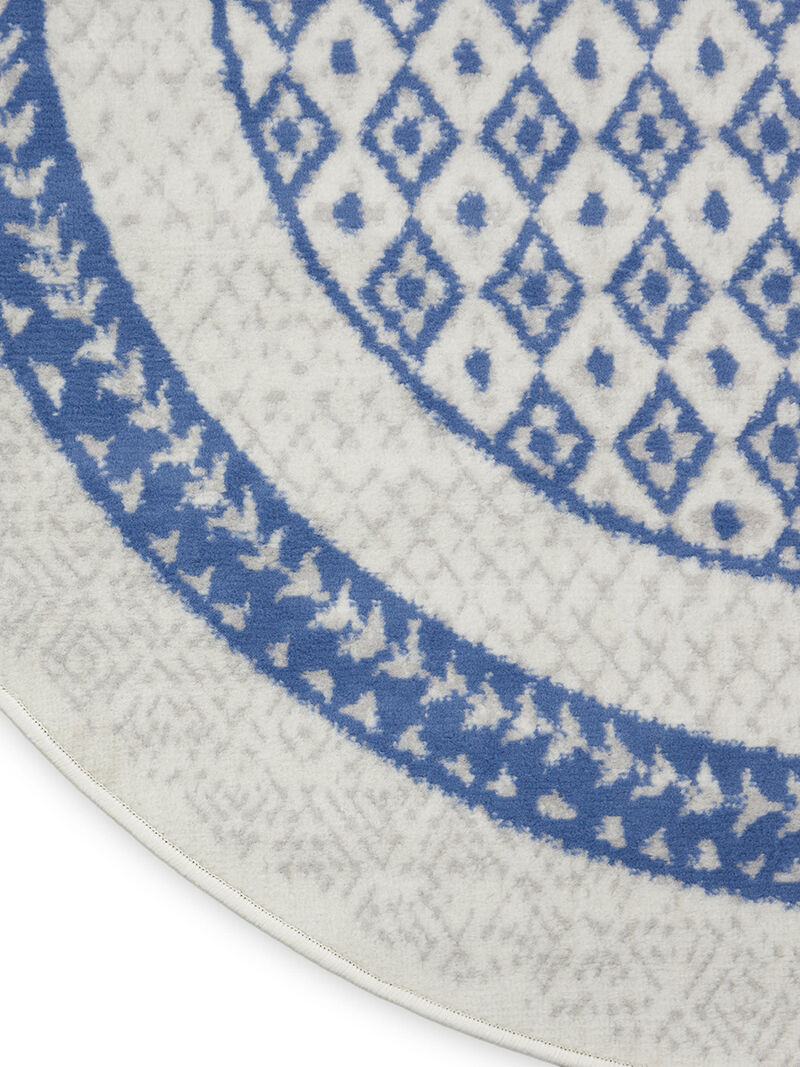 Whimsicle WHS13 Ivory/Blue 5' x Round Rug
