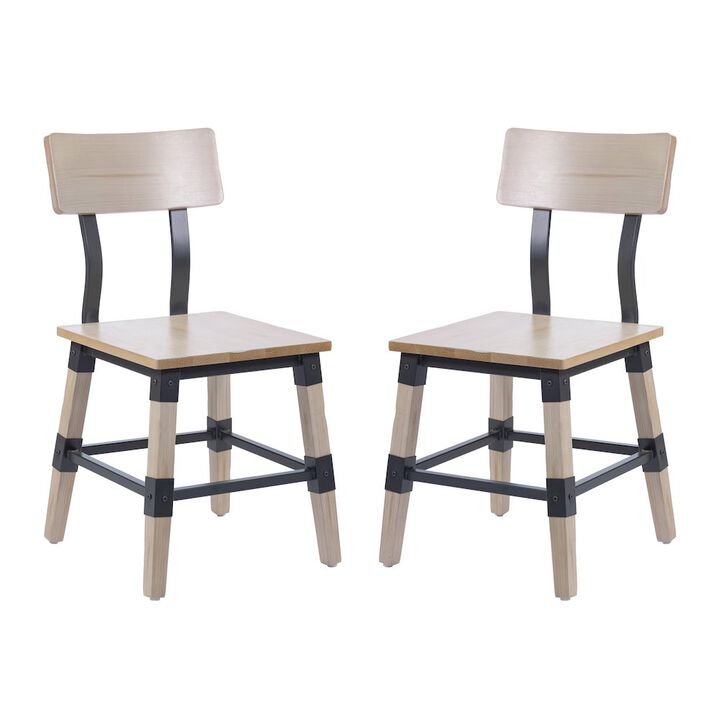 Flash Furniture Jackson 2 Pack Rustic Antique White Industrial Wood Dining Chair