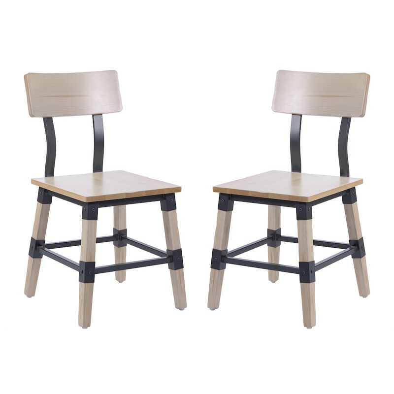 Flash Furniture Jackson 2 Pack Rustic Antique White Industrial Wood Dining Chair image number 0