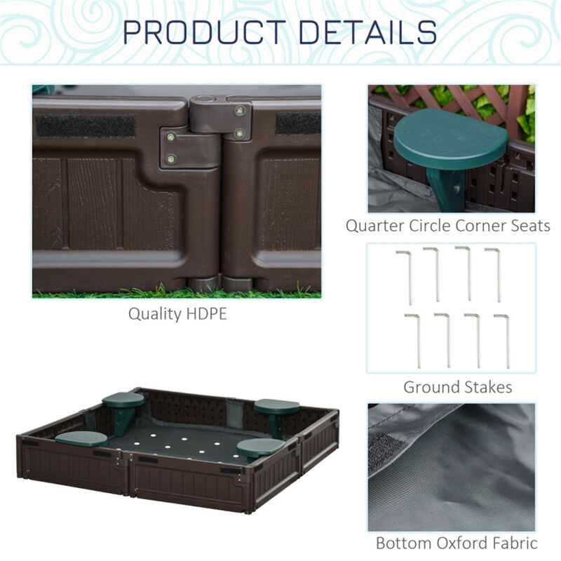 Kids' Sandbox with Cover Outdoor Wooden Sand Play Box for Toddlers & Children