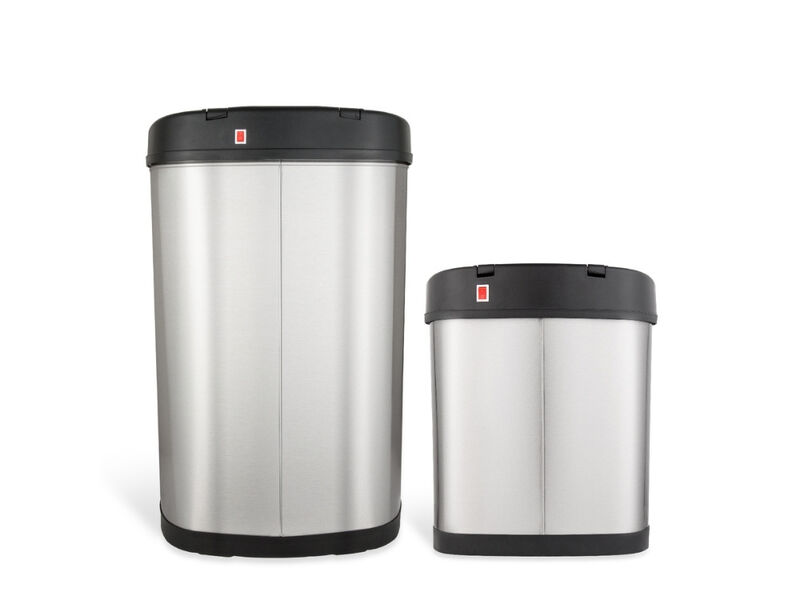 Ninestars 2-Piece Modern Set: 13.2 & 3.2-Gallon Oval Stainless Steel Motion Sensor Trash Cans image number 5