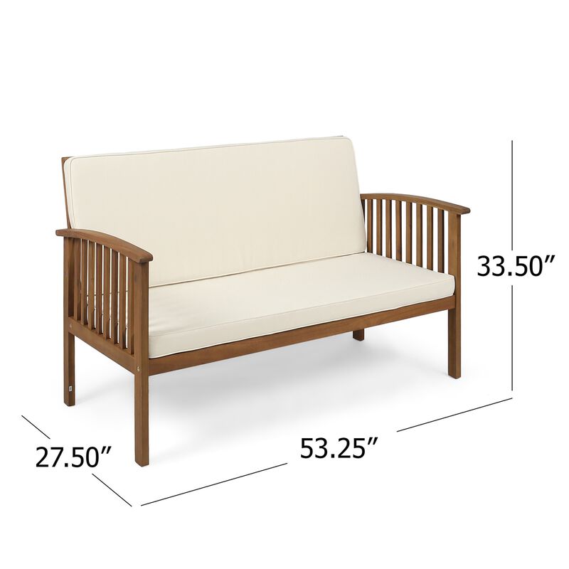 Nurdbu Weather-Resistant Acacia Wood Outdoor Loveseat image number 8
