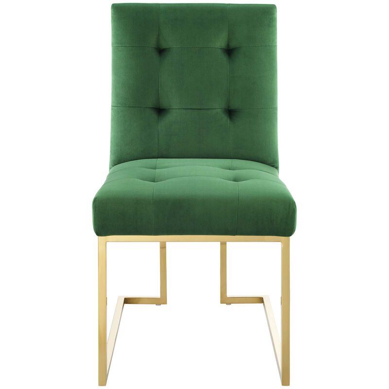 Privy Gold Stainless Steel Performance Velvet Dining Chair image number 3