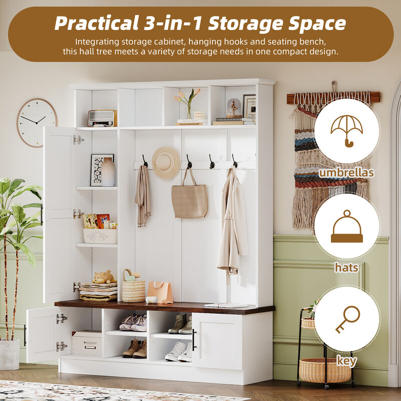 Merax Versatile Entryway Hall Tree with Storage Bench