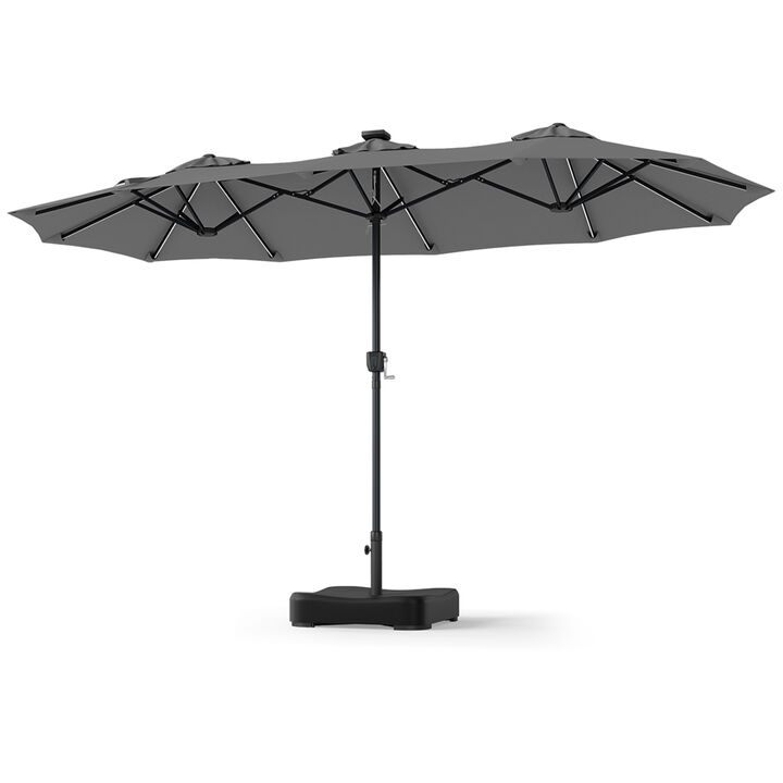 Outdoor 13 FT Double Sided Umbrella with 108 LED Lights and Stable Base for Backyard Use