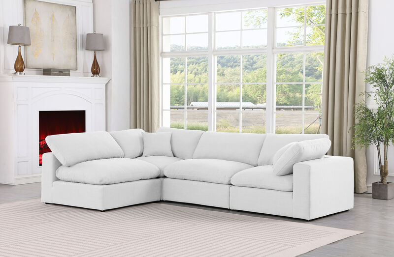 Meridian Furniture Comfy White Linen Textured Fabric Modular Sectional