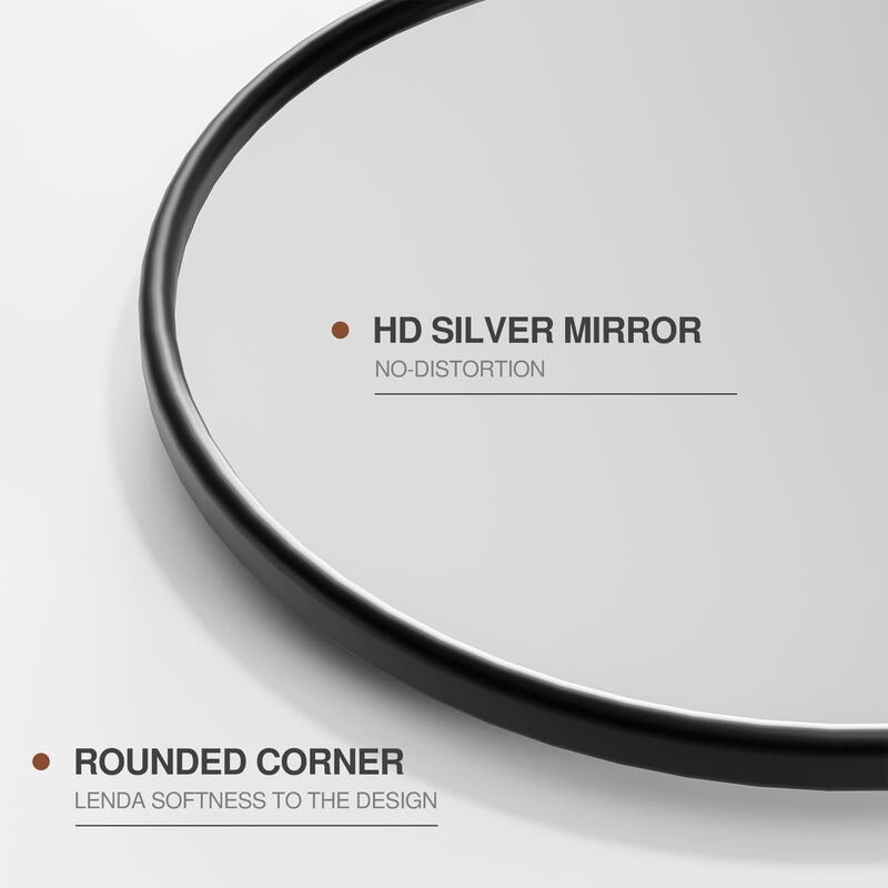 32*23  Arched Metal Black Framed Wall Mirror Round Corner Bathroom Vanity Mirror(Set Of 2)
