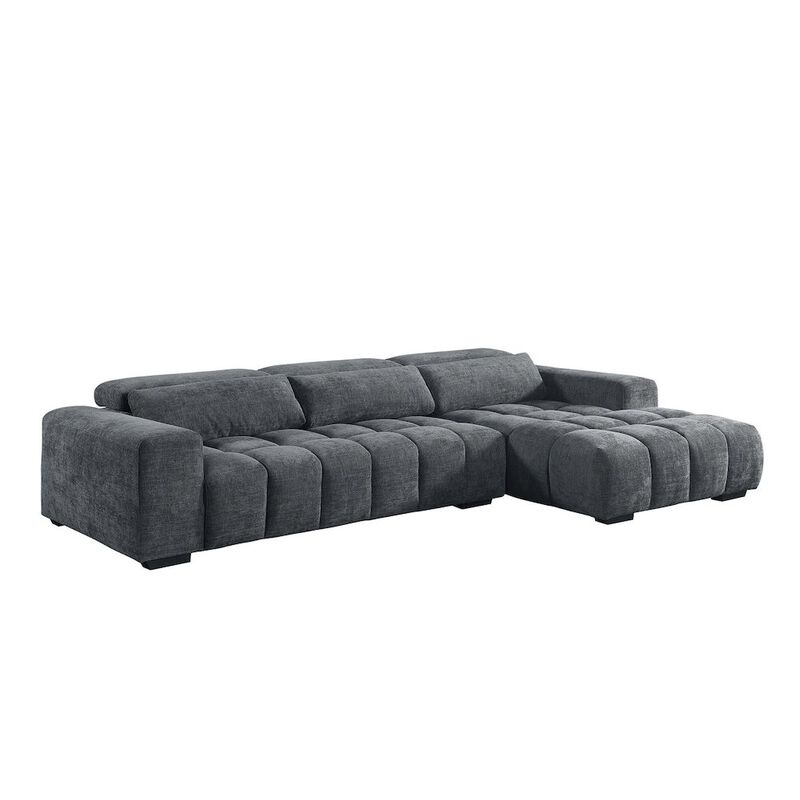 Best Quality Furniture Sectional With Right Facing Chaise In Dark Gray Chenille Fabric