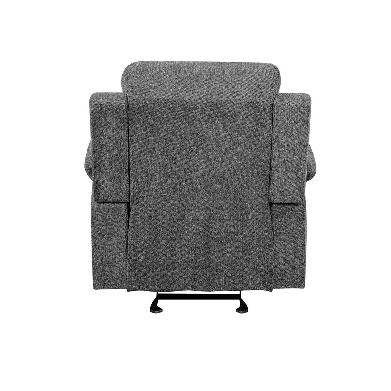 Fabric Upholstered Glider Recliner Chair with Pillow Top Armrest, Gray - Benzara image number 3