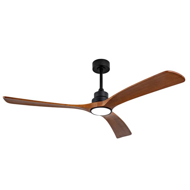 ELEMENT ACE 60 Inch Solid Wood Blade Ceiling Fan with Quiet Reversible DC Motor, Dual Control System, Adjustable 3-Color LED Light for All-Season Home Comfort