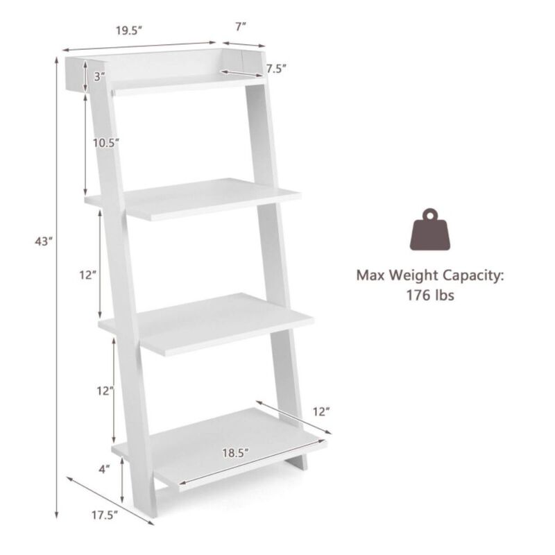 Hivago 4-Tier Ladder Shelf with Solid Frame and Anti-toppling Device