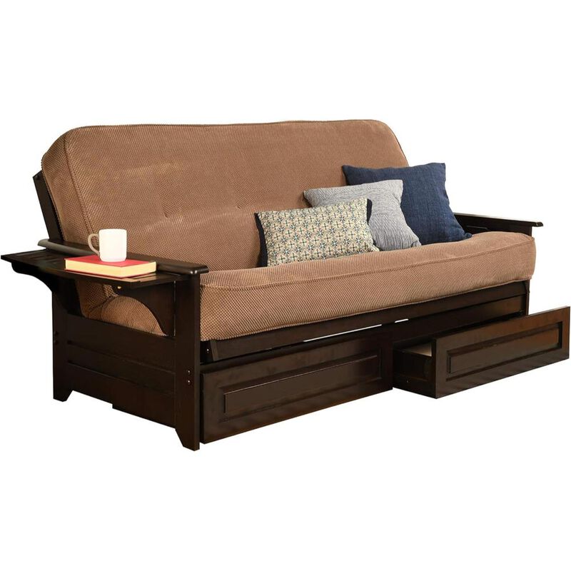 Phoenix Frame-Espresso Finish-Marmont Mocha Mattress-Storage Drawers