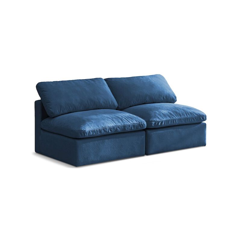 Meridian Furniture Plush Navy Velvet Standard Comfort Modular Sofa