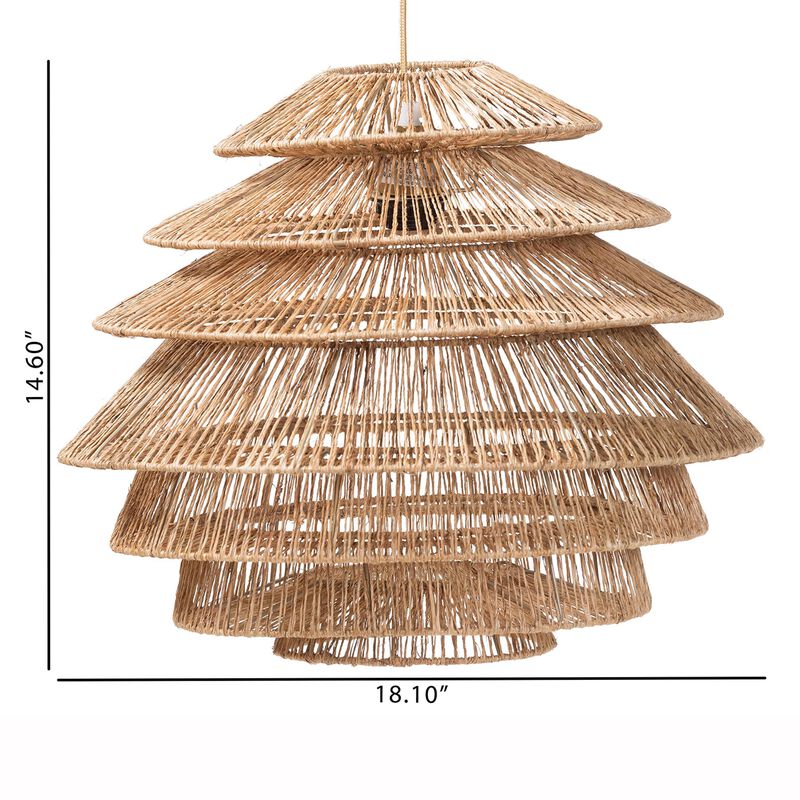bali & pari Kaede Handwoven Jute Pendant Lampshade -  Coastal Boho Ceiling Light Cover with Tiered Design