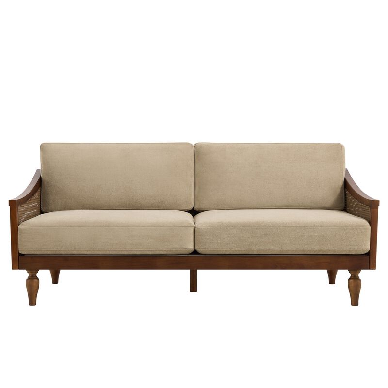 Zepcol Farmhouse Rubberwood Rattan Loveseat image number 0