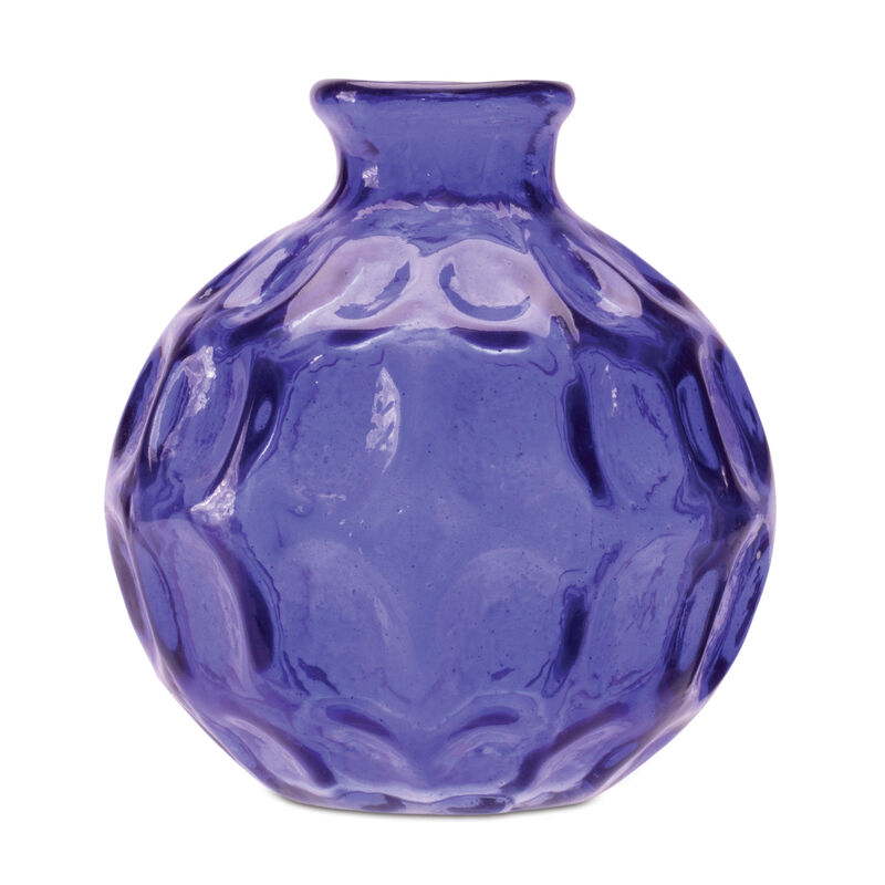 HomeRoots Set of Two Blue Glass Round Table Vases image number 3