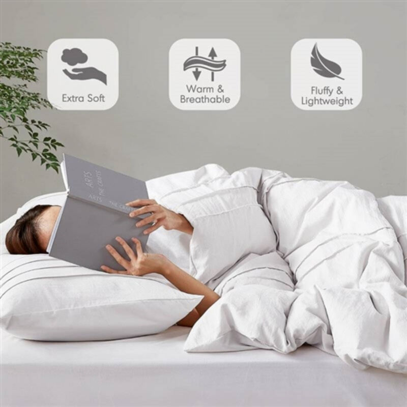 Soft Washed Pleated Comforter &ndash; Modern Lightweight Microfiber Bedding