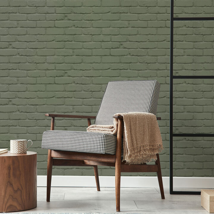 Alpin Sage Painted Brick Wallpaper