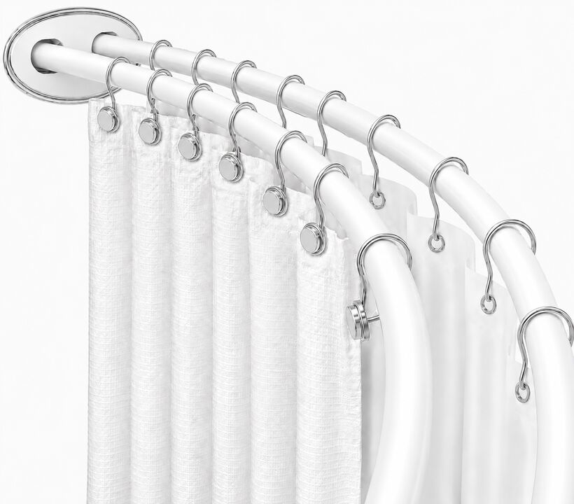 Utopia Alley Signature Aluminum Series Double Curved Shower Curtain Rod, Adjustable 45-72 Inch, Rustproof Aluminum, Dual Rod Design, Separates Curtain & Liner, Adds 8 Inches More Space