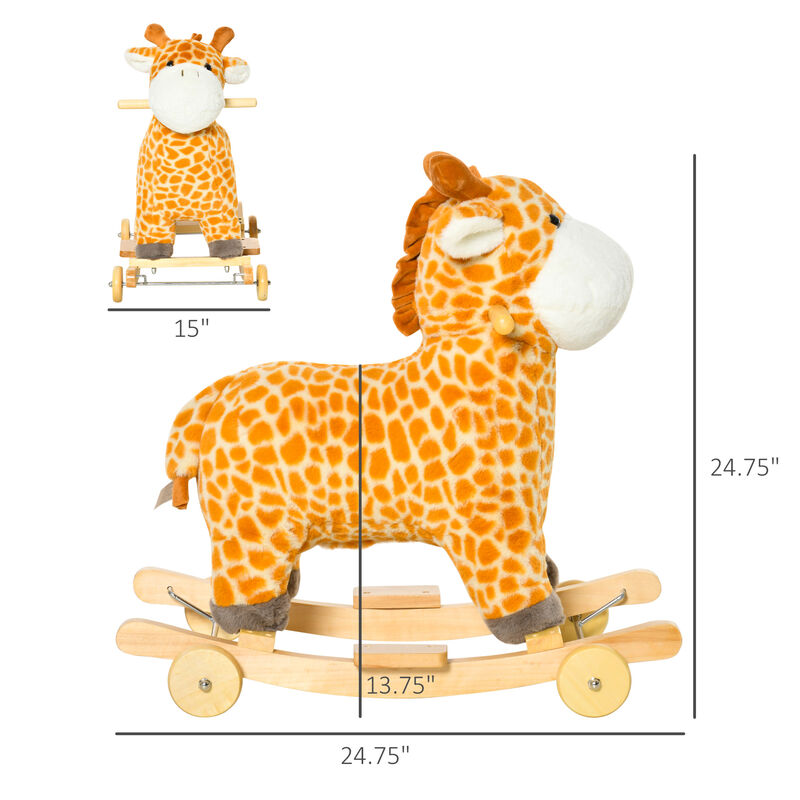 BreeBe Kids Plush Giraffe Rocker with Pedals and Handle image number 2