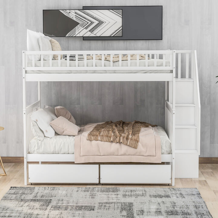 Merax Full over Full Bunk Bed with Two Drawers and Storage