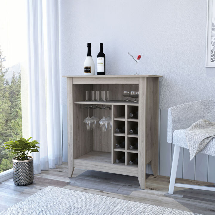 DEPOT E-SHOP Mojito Bar Cabinet, Six Built-in Wine Rack, One Open Drawer, One Open Shelf, Light Gray