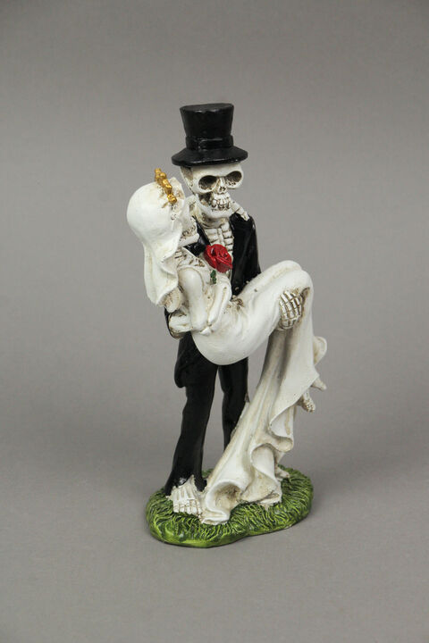 Eternal Bliss Skeleton Bride and Groom Wedding Couple Statue Cake Topper