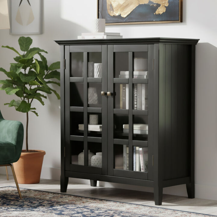 Acadian 39 inch Wide Solid Wood Transitional Storage Cabinet in Black
