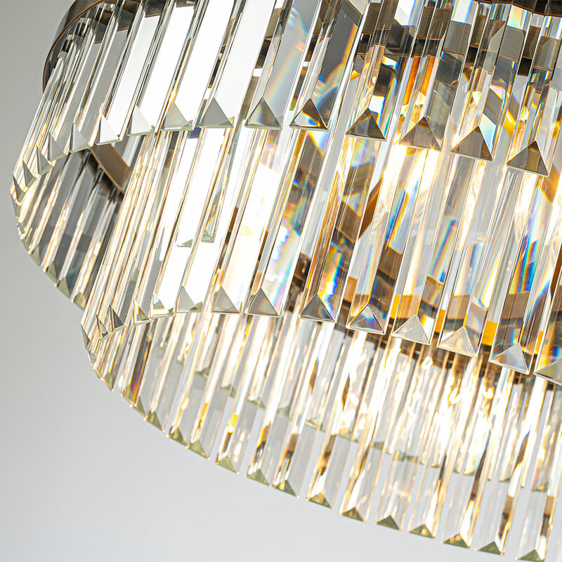 6-Light 26" Modern Antique Brass Round Tiered Crystal Chandelier image number 5