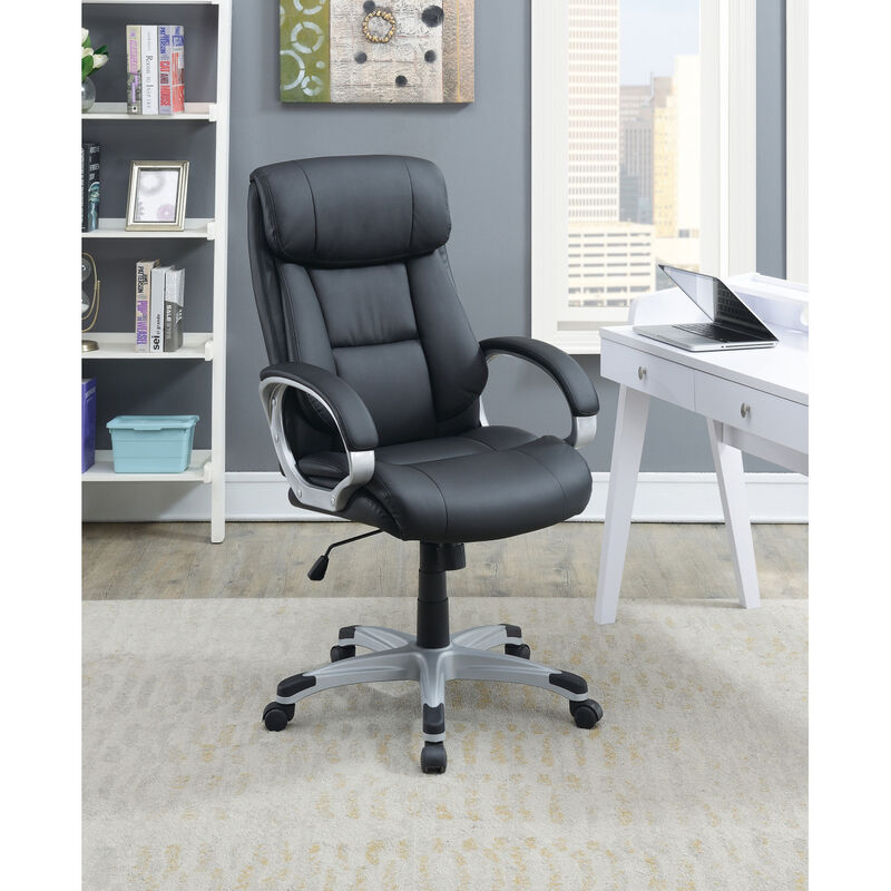 Adjustable Height Office Chair with Padded Armrests, Black