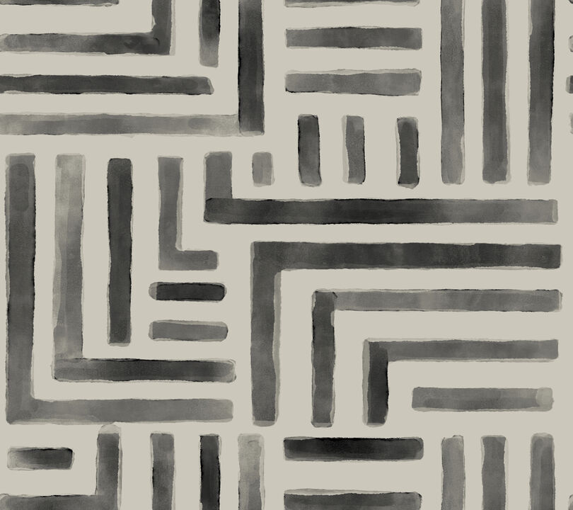 Painterly Labyrinth Charcoal Wallpaper