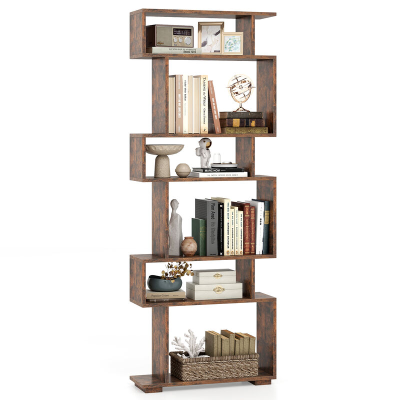 Vertical 6-Tier Bookshelf with Anti-Tipping Kits &ndash; Geometric Storage for Office