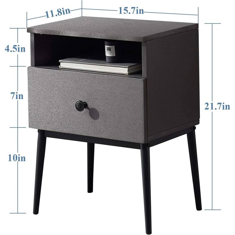 Set of 2 Modern End Tables with Storage – Mid-Century Wooden Design