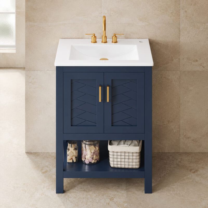 ELEMENT ACE 24 Inch Modern Bathroom Vanity with Elegant Twill Design Soft-Close Hinges Adjustable Shelf Back Open Structure Ample Customizable Bathroom Storage image number 3