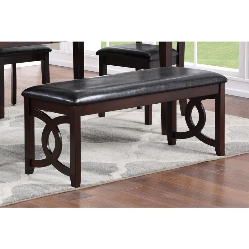 New Classic Furniture Furniture Gia 46 Solid Wood and Faux Leather Bench in Ebony Black