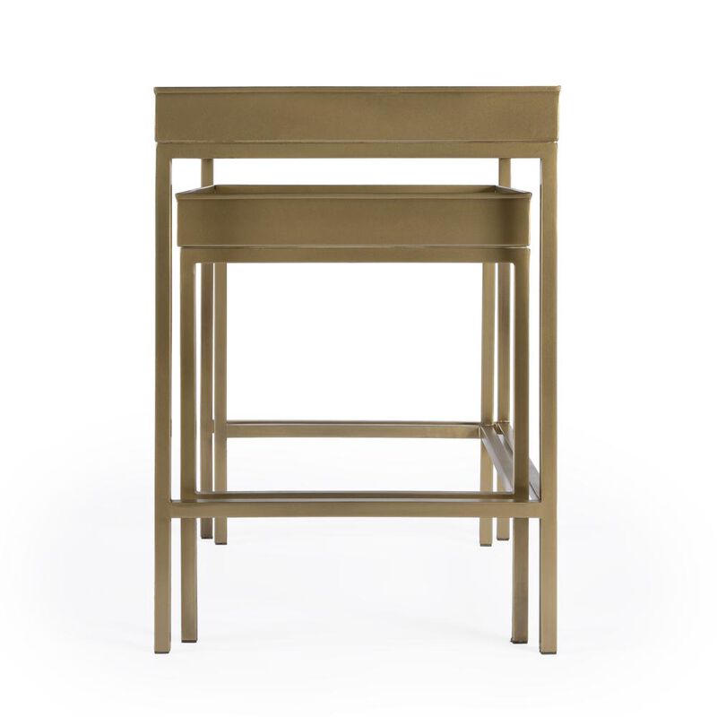 Butler Specialty Lenny 2 Piece Glass Nesting Tables, Gold