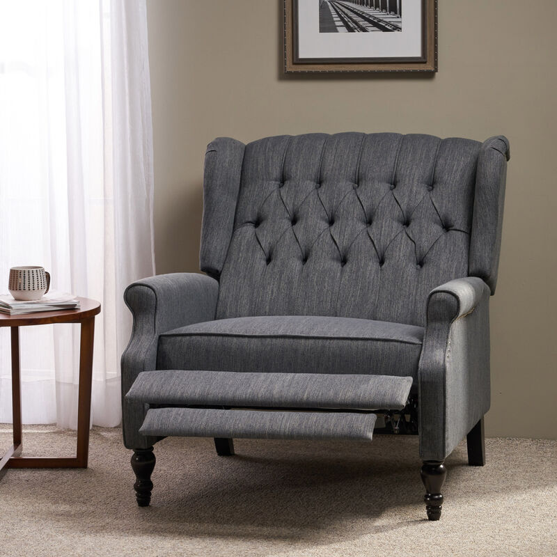 Streamdale Diamond Stitch Wingback Manual Recliner Comfort and Style United image number 2