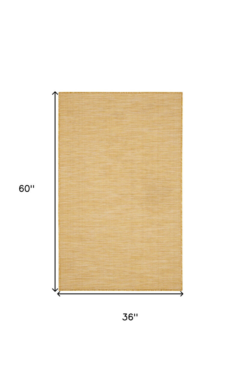 HomeRoots 3' X 5' Yellow And Ivory Indoor Outdoor Area Rug image number 4