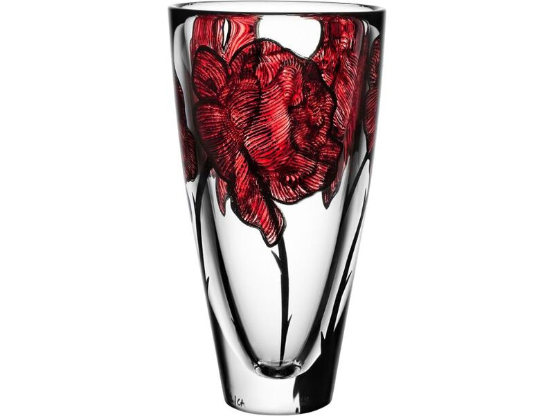 10" Hand‑Painted Glass Tattoo Vase &ndash; Rose Inspired Modern Centerpiece image number 0