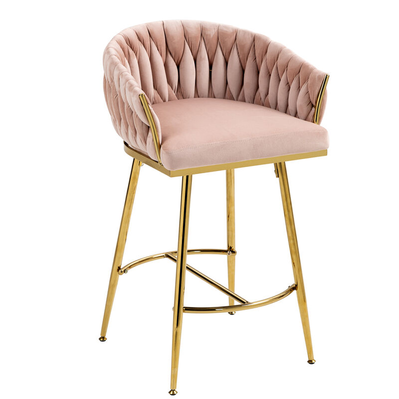 Streamdale 26'' Adjustable Velvet Bar Stools with Hand-Wave Back (Set of 2) image number 2